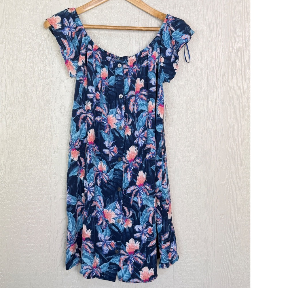 Rip Curl Womens Floral Mini Dress Blue Tropical Button Front Coverupโ GDRCG8 M